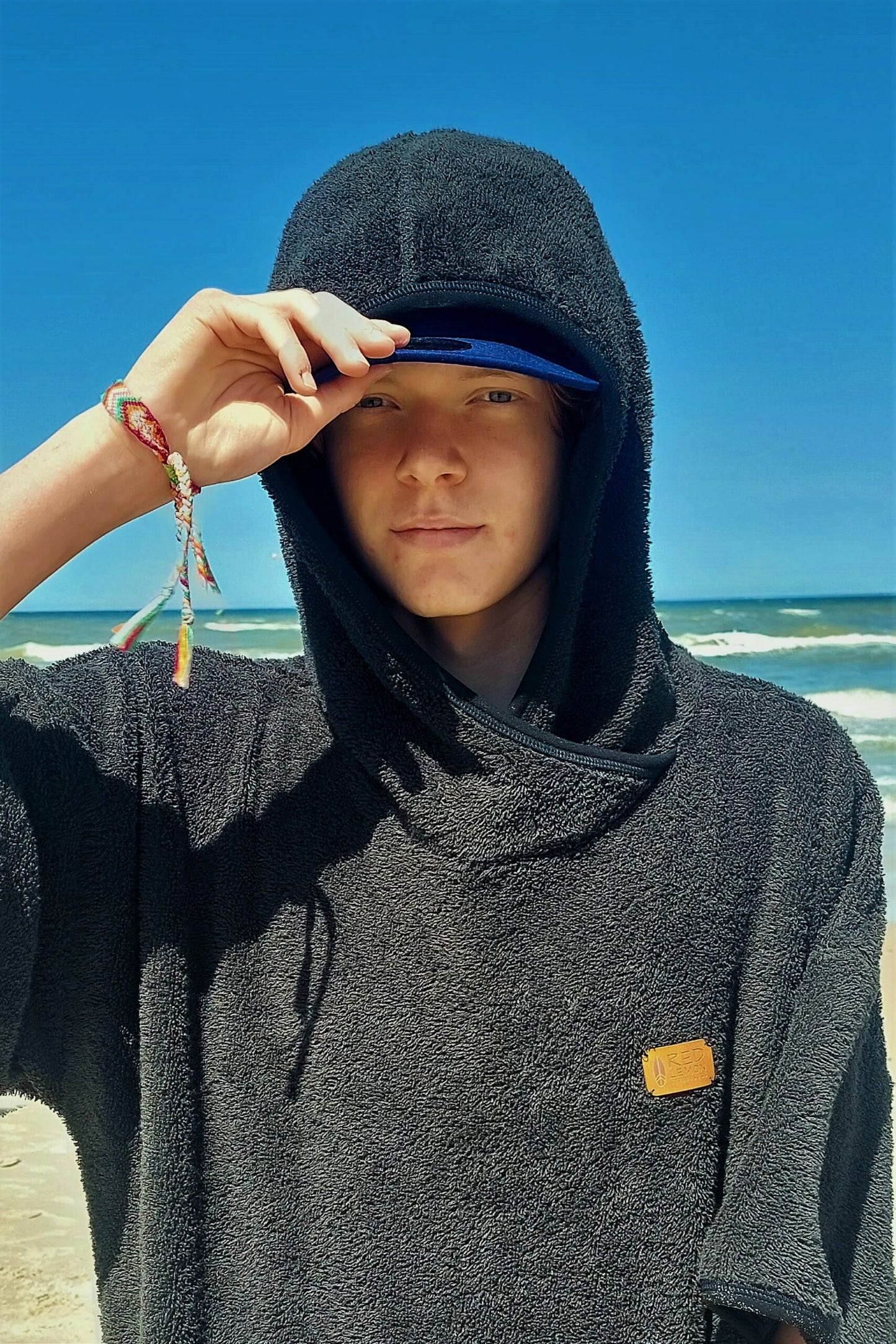 Surf Ponczo Back to Black - bawełna frotte