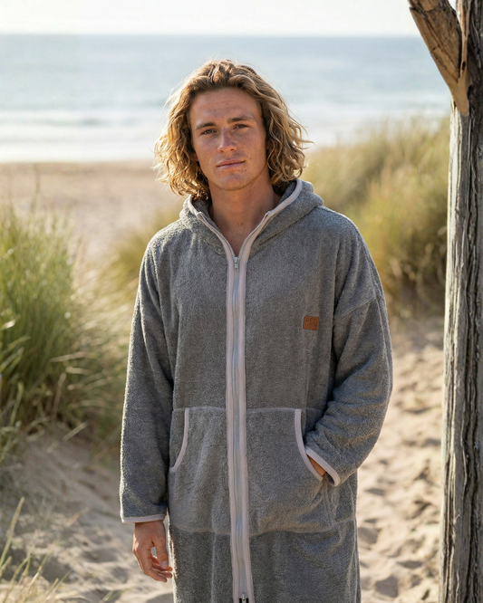 Szlafrok plażowy na zamek - Gray