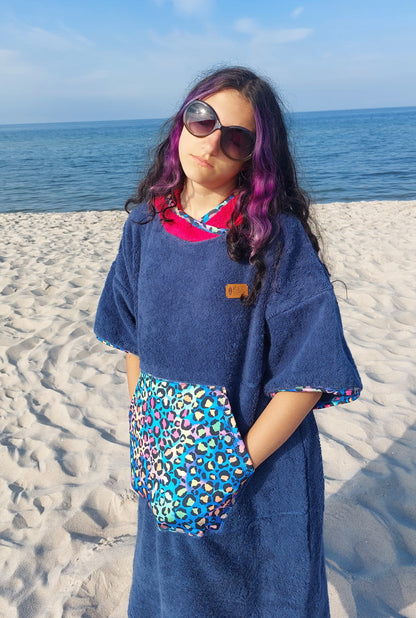 Walrus Baumwoll-Frottee-Poncho - Blue Thunder