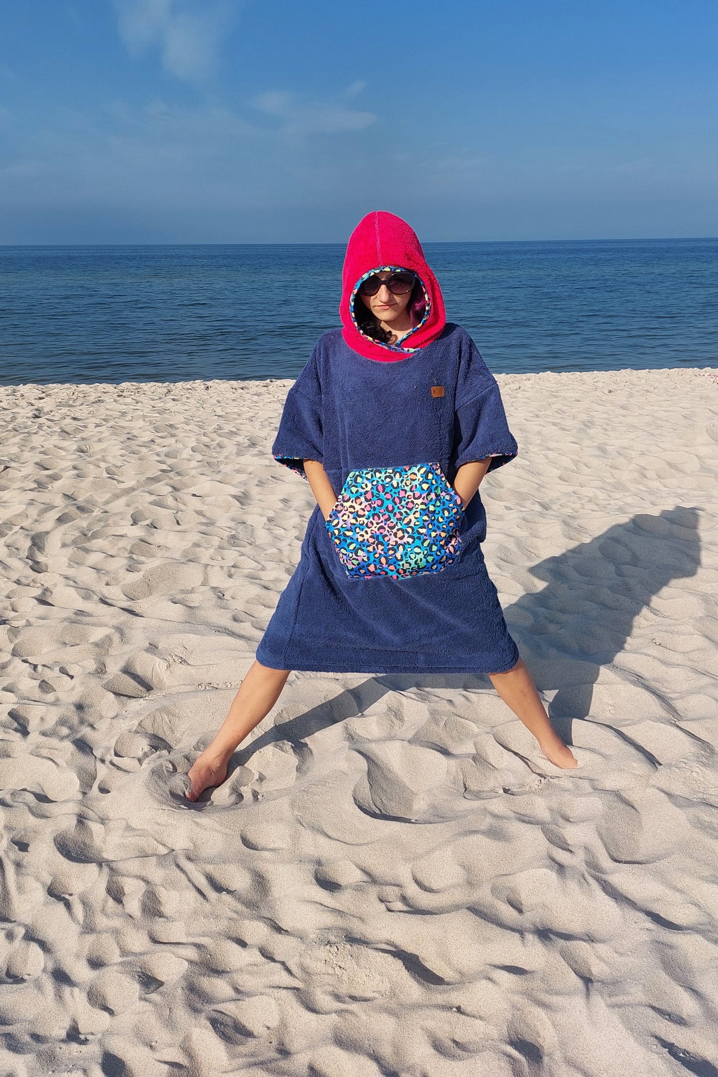 Walrus Baumwoll-Frottee-Poncho - Blue Thunder