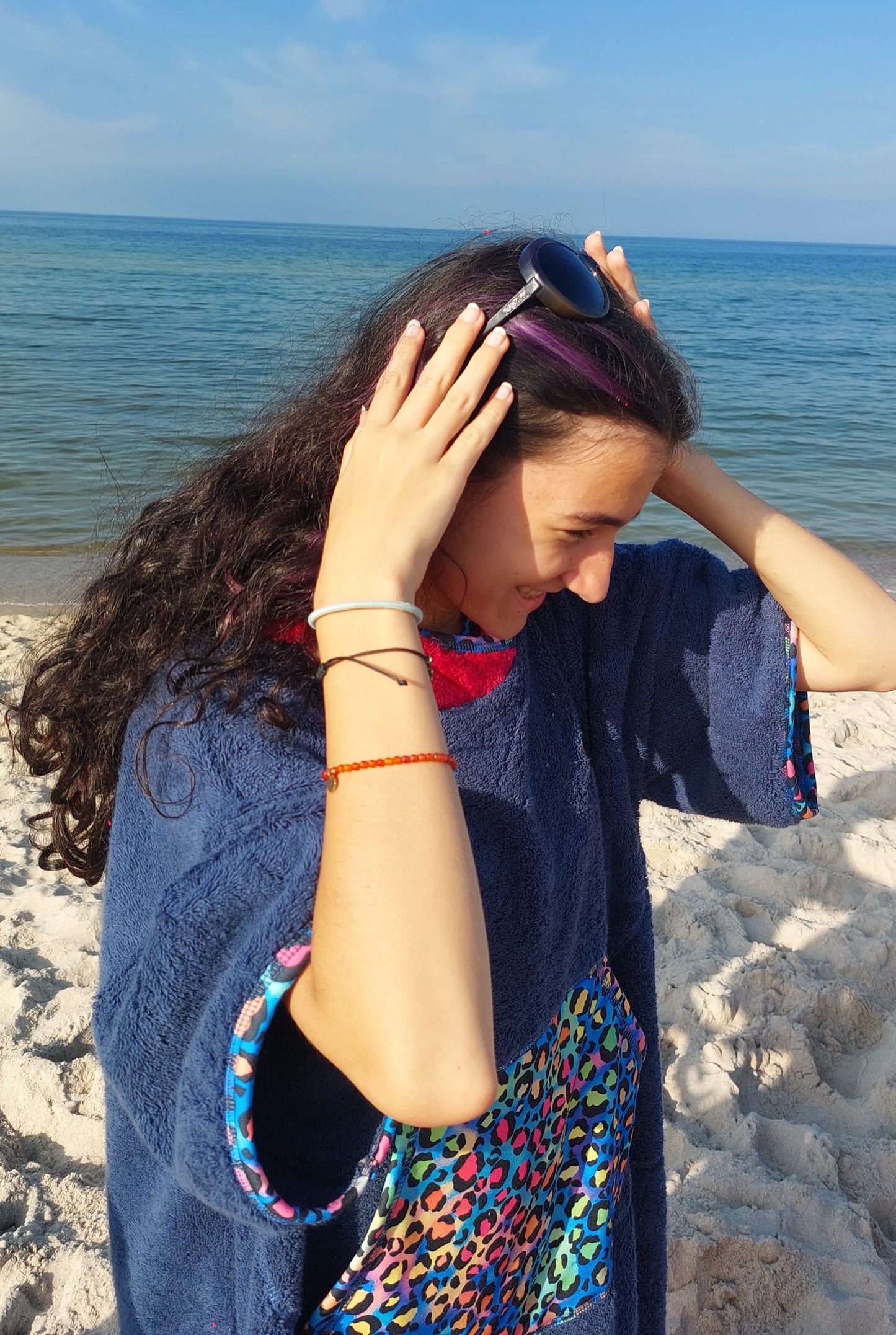 Walrus Baumwoll-Frottee-Poncho - Blue Thunder