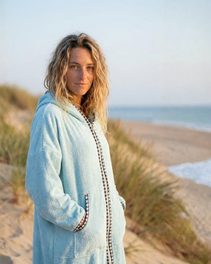 Strandbademantel mit Reißverschluss und Streifen