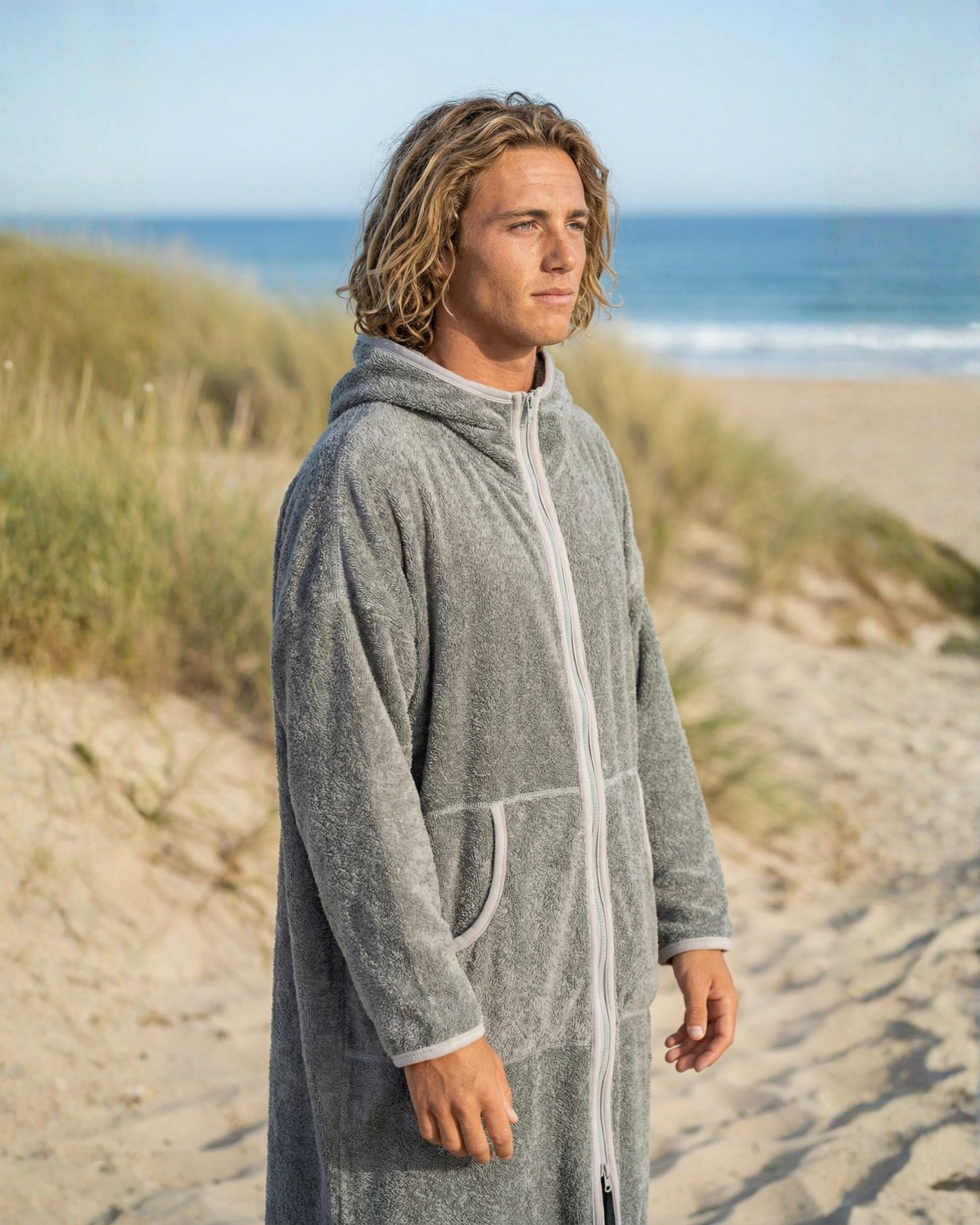 Szlafrok plażowy na zamek - Gray