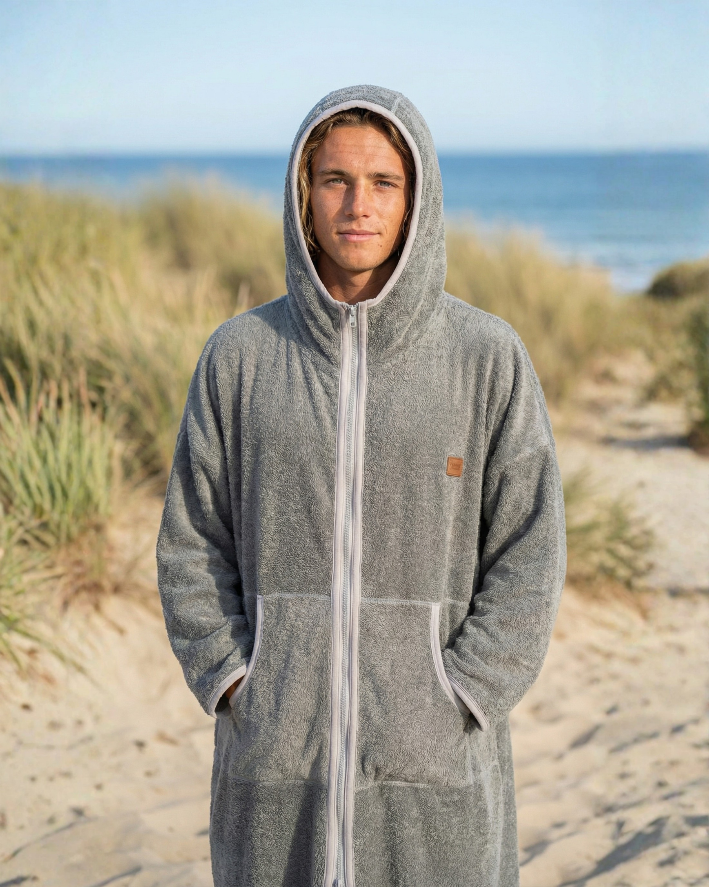 Szlafrok plażowy na zamek - Gray