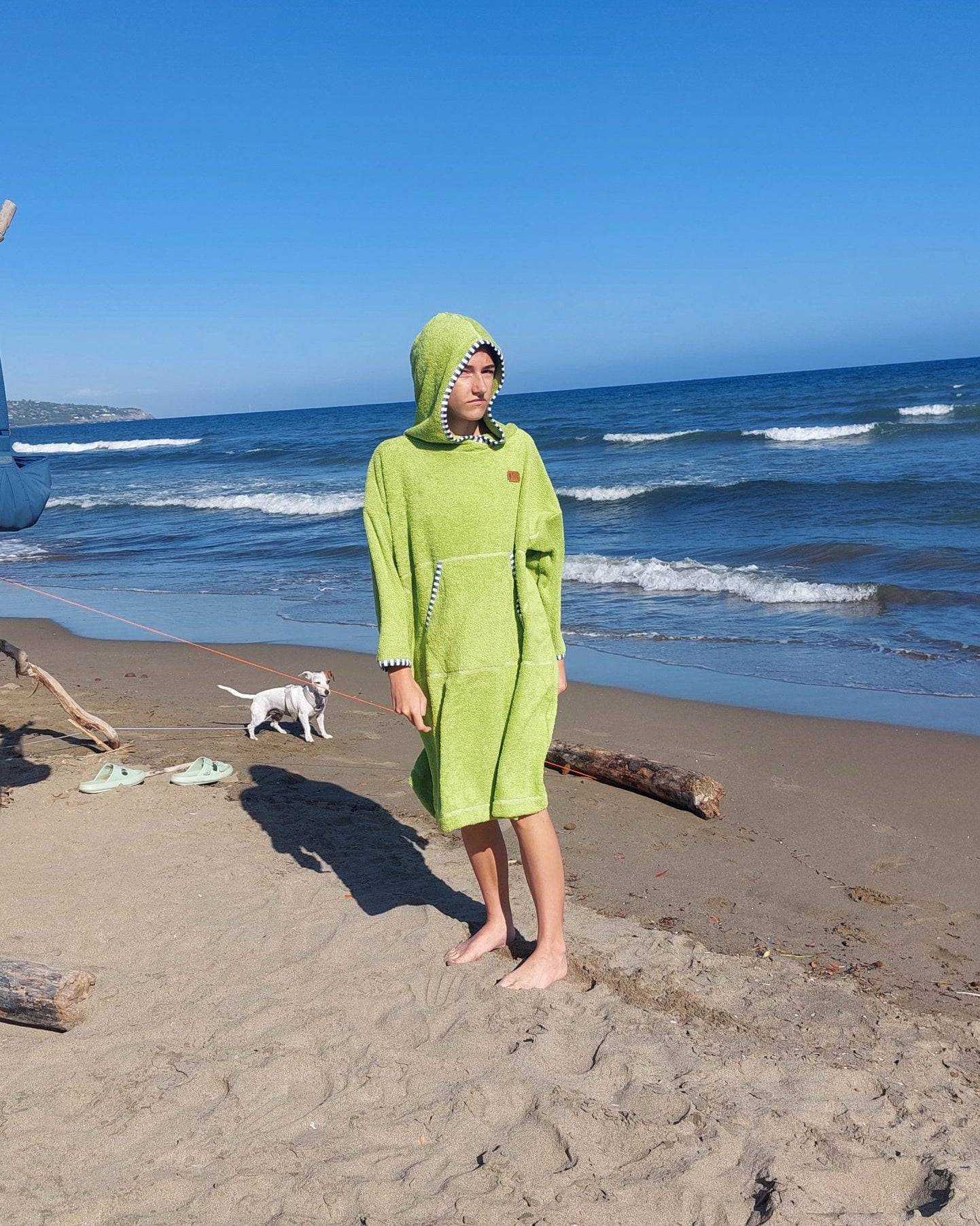 Ponczo plażowe z długim rękawem - Lime Breeze