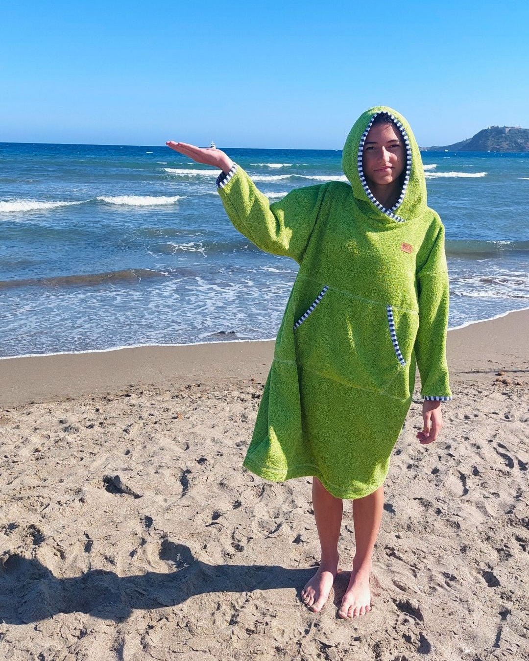 Ponczo plażowe z długim rękawem - Lime Breeze