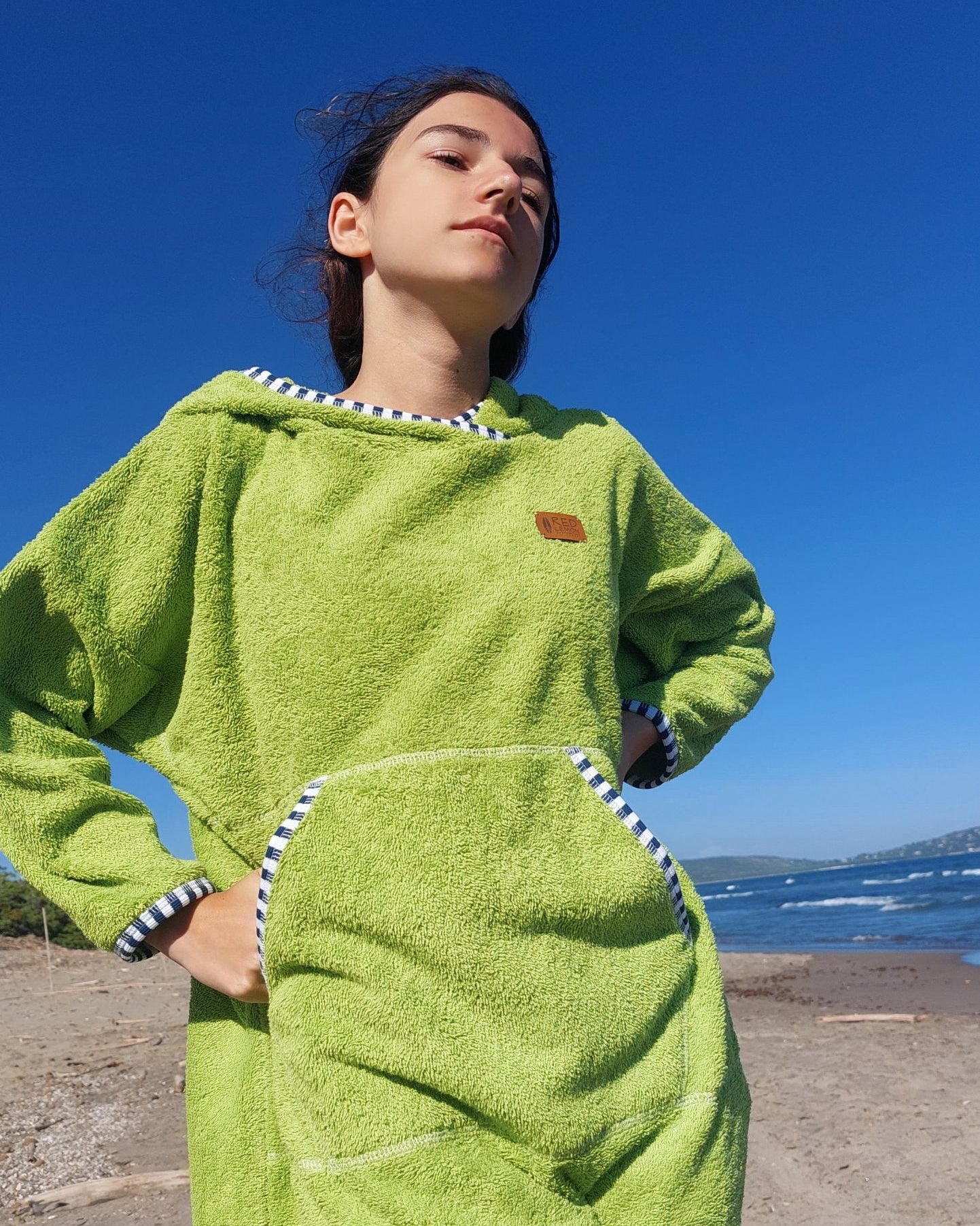 Ponczo plażowe z długim rękawem - Lime Breeze