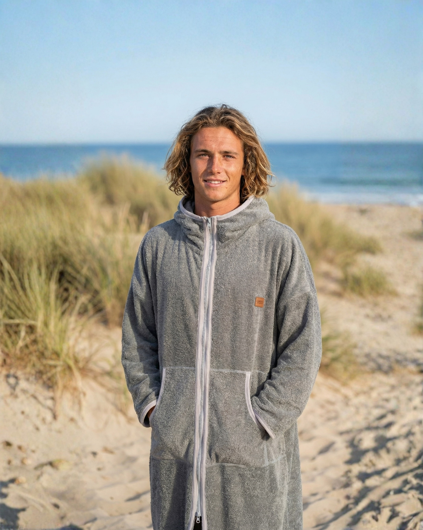 Szlafrok plażowy na zamek - Gray