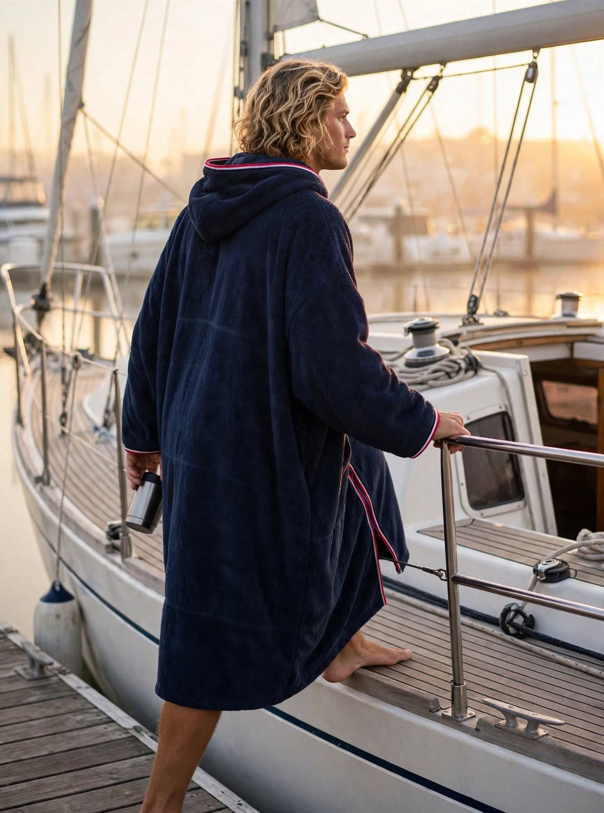 Szlafrok frotte na zamek - Zip Navy