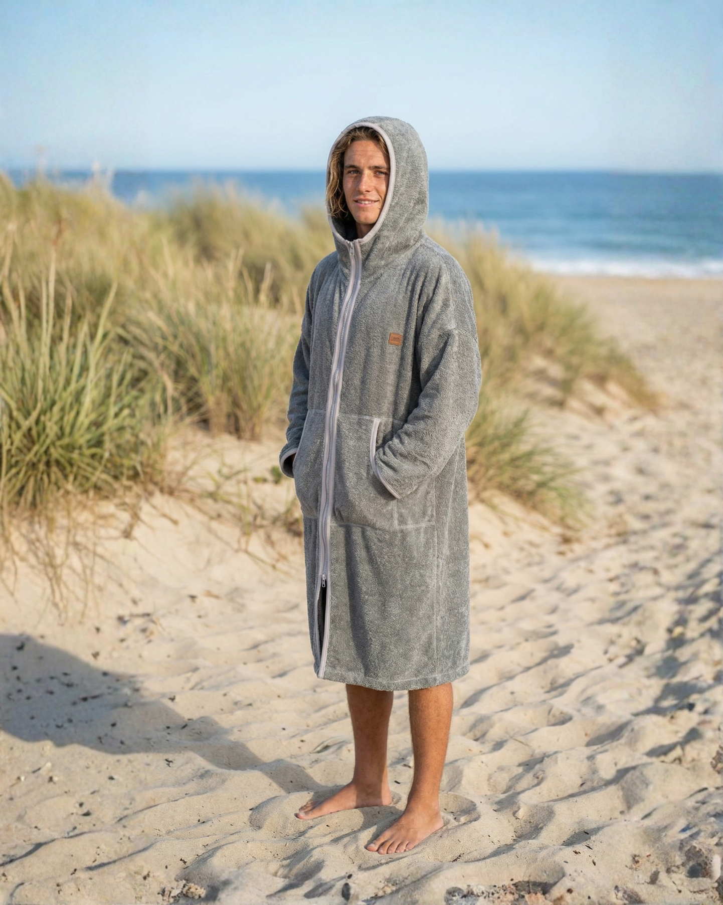 Szlafrok plażowy na zamek - Gray