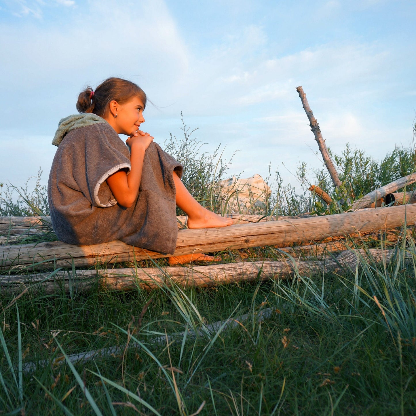 Surf Ponczo Gray Stars - bawełna frotte