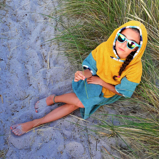 Ponczo kąpielowe Banana Yellow - bawełna frotte