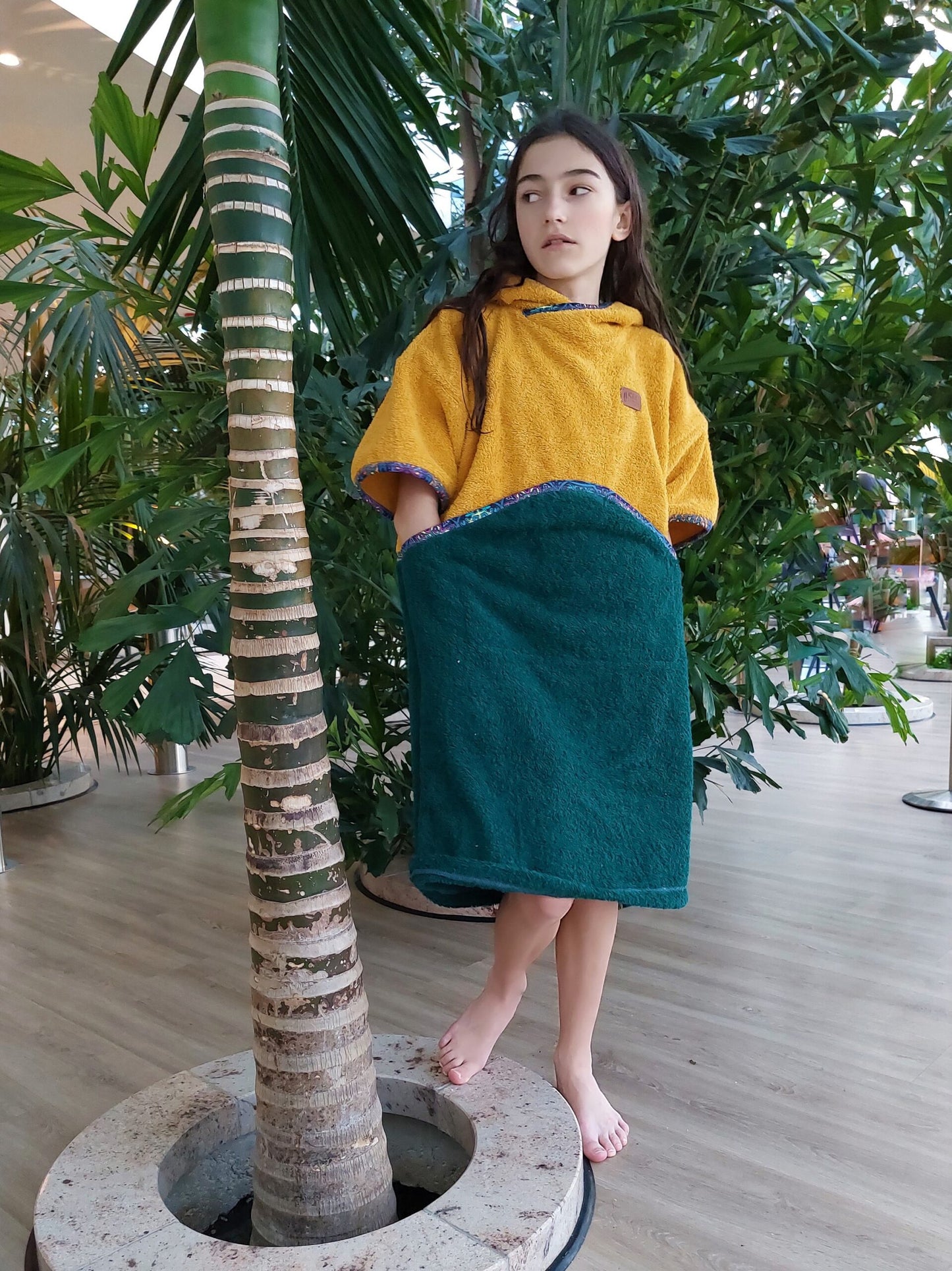 Surf Ponczo Green Lemon - bawełna frotte