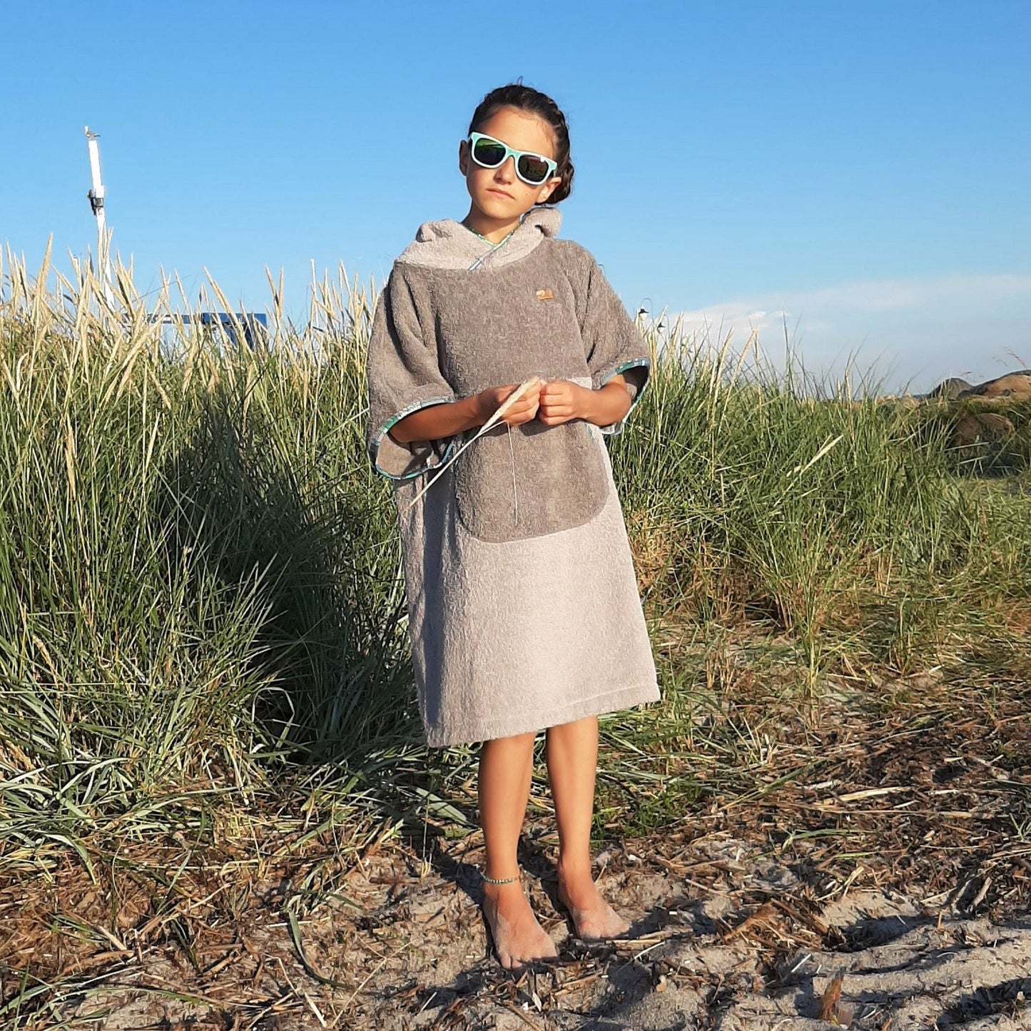 Surf Ponczo Gray Mint - bawełna frotte