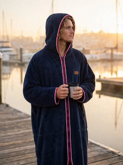 Szlafrok frotte na zamek - Zip Navy