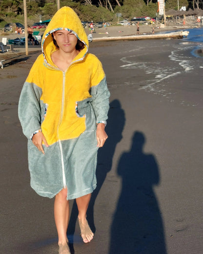 Ponczo na zamek Yellow - bawełniana frotte