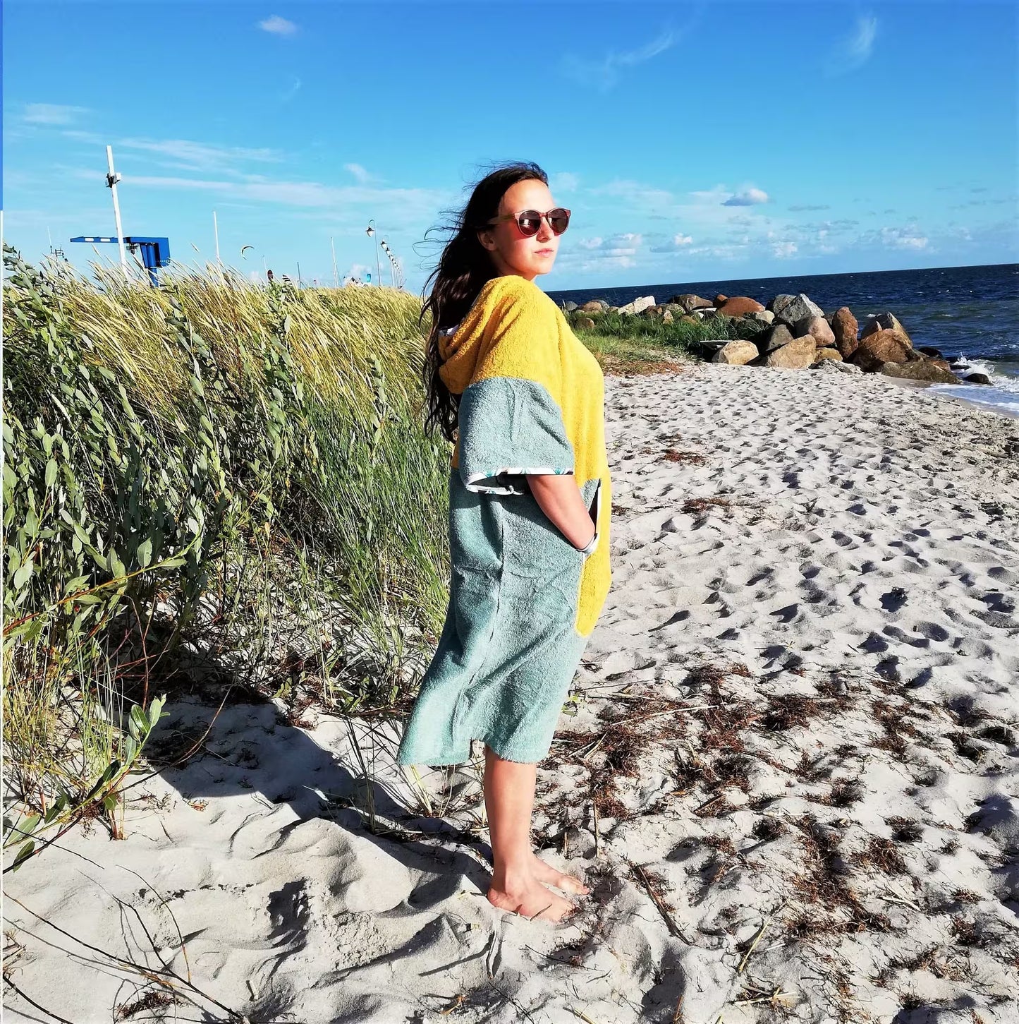 Surf Ponczo Yellow Sage - bawełniane
