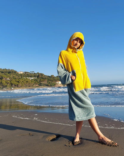 Ponczo na zamek Yellow - bawełniana frotte