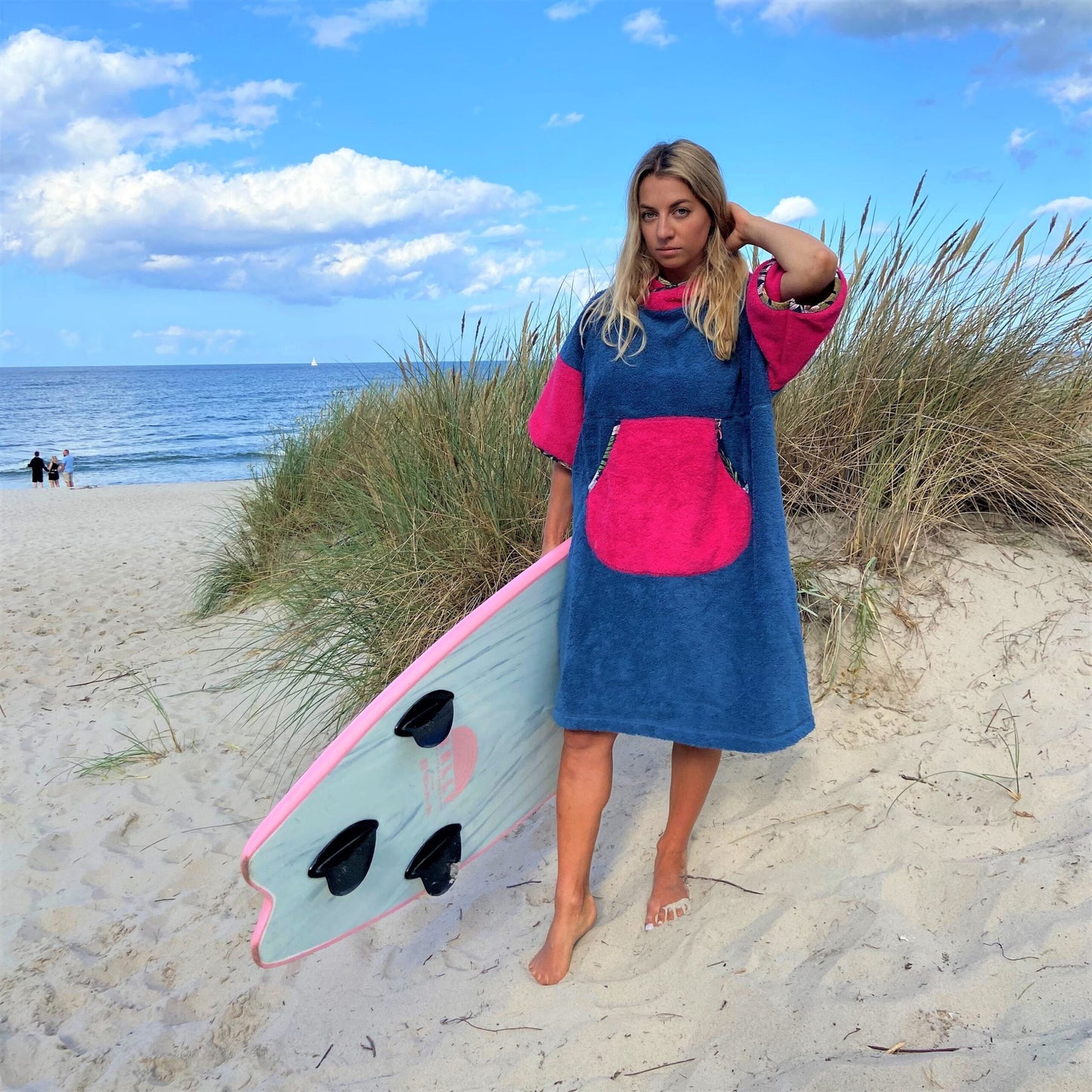 Ponczo kąpielowe Bella Fuchsia – bawełna frotte