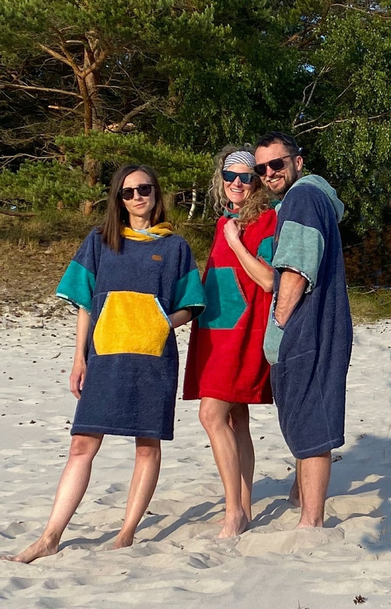 Ponczo dla Morsa z bawełninej frotte - Blue Thunder