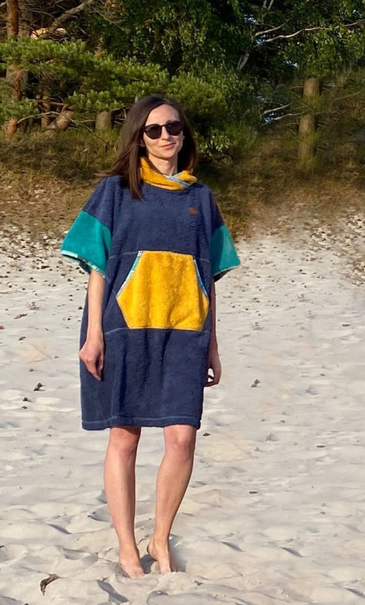 Ponczo dla Morsa z bawełninej frotte - Blue Thunder