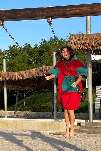 Surf Ponczo Red Energy - bawełna frotte
