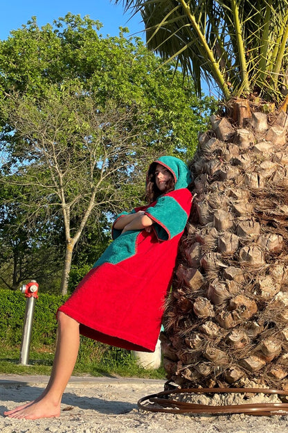 Surf Ponczo Red Energy - bawełna frotte