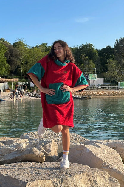 Surf Ponczo Red Energy - bawełna frotte