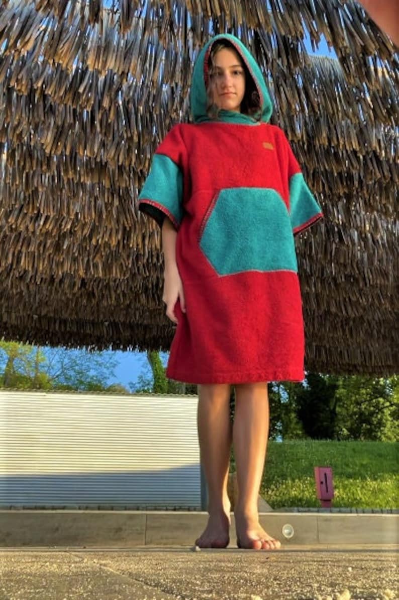 Surf Ponczo Red Energy - bawełna frotte