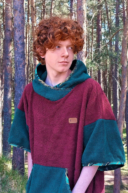 Surf Ponczo Maroon Master - bawełna frotte