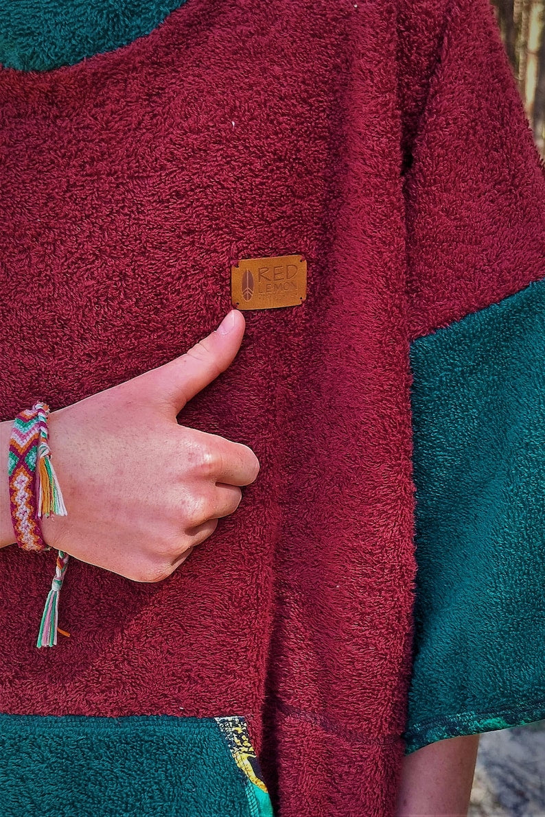Surf Ponczo Maroon Master - bawełna frotte