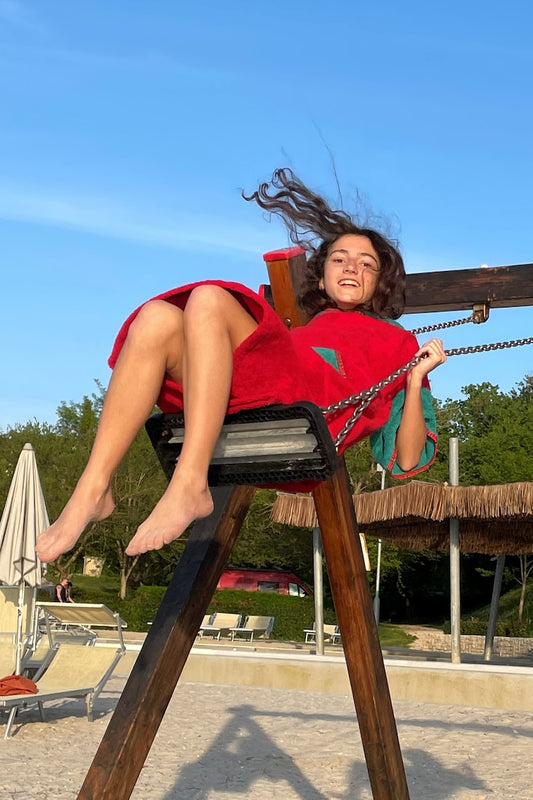 Surf Ponczo Red Energy - bawełna frotte