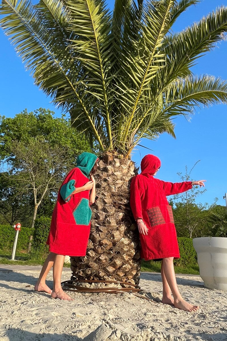 Surf Ponczo Red Energy - bawełna frotte