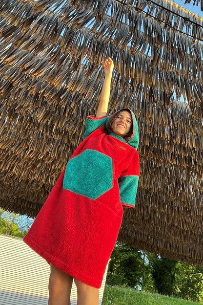 Surf Ponczo Red Energy - bawełna frotte