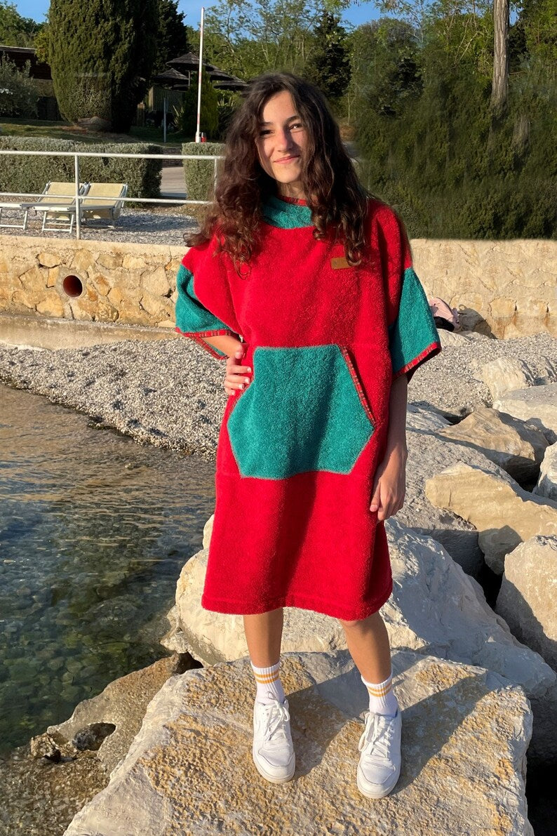 Surf Ponczo Red Energy - bawełna frotte