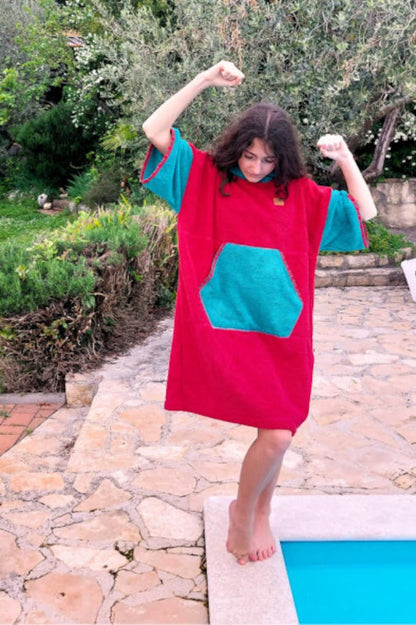 Surf Ponczo Red Energy - bawełna frotte