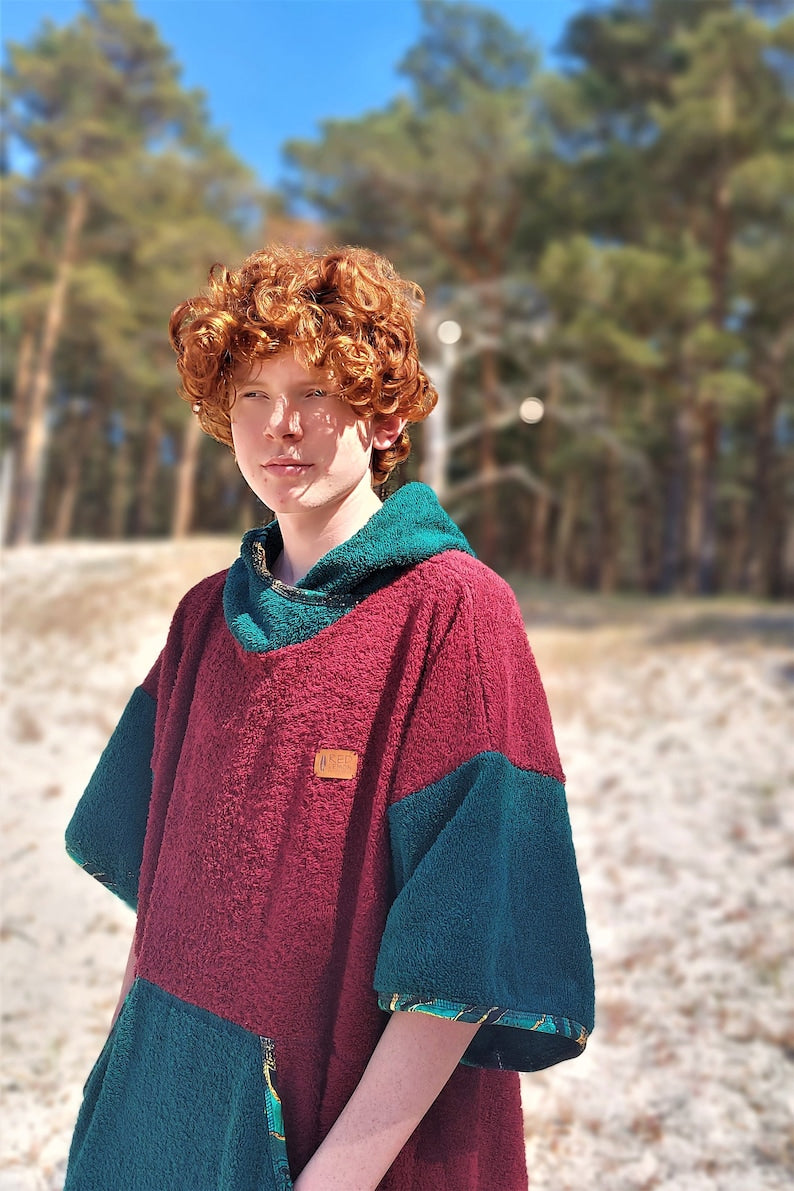 Surf Ponczo Maroon Master - bawełna frotte