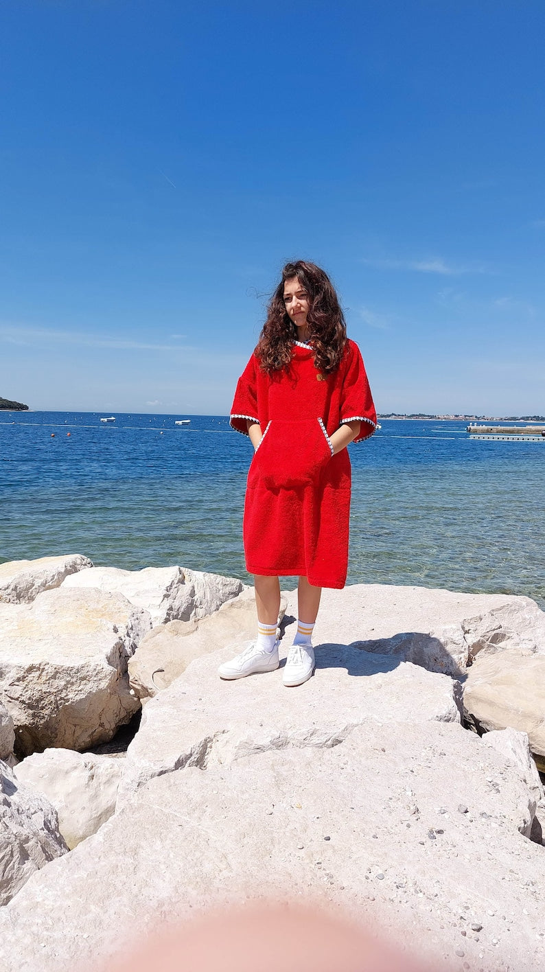 Ponczo kąpielowe Simply Red dla dzieci i dorosłych