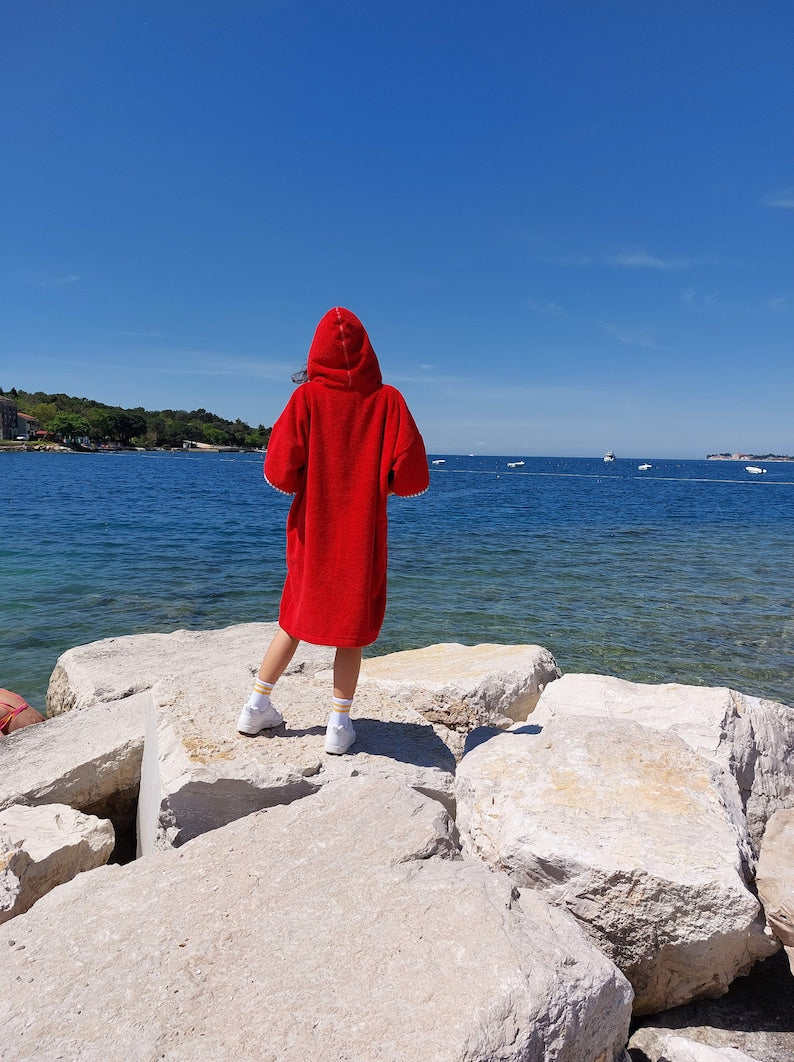 Ponczo kąpielowe Simply Red dla dzieci i dorosłych