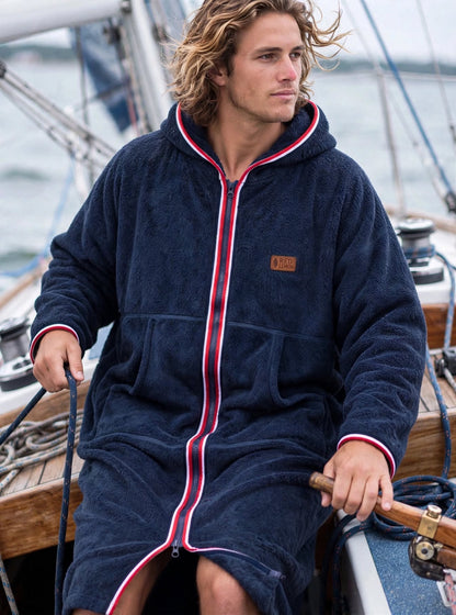 Szlafrok frotte na zamek - Zip Navy