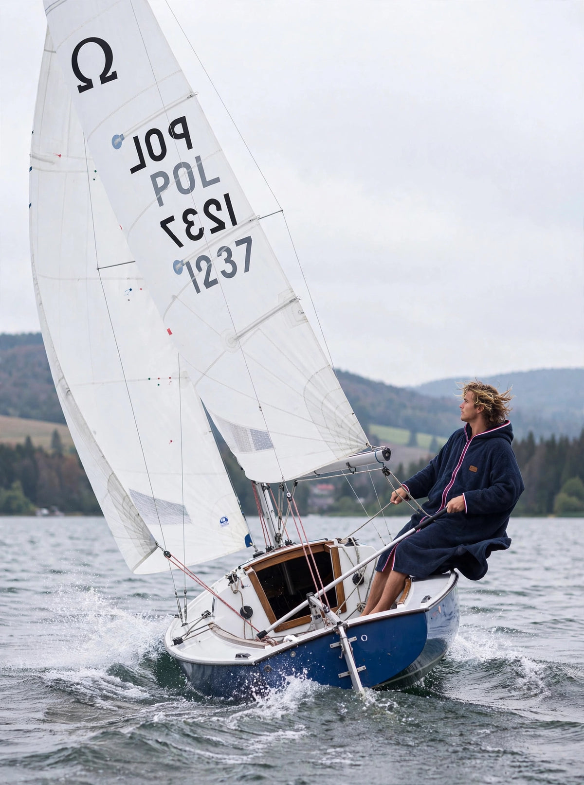 Szlafrok frotte na zamek - Zip Navy