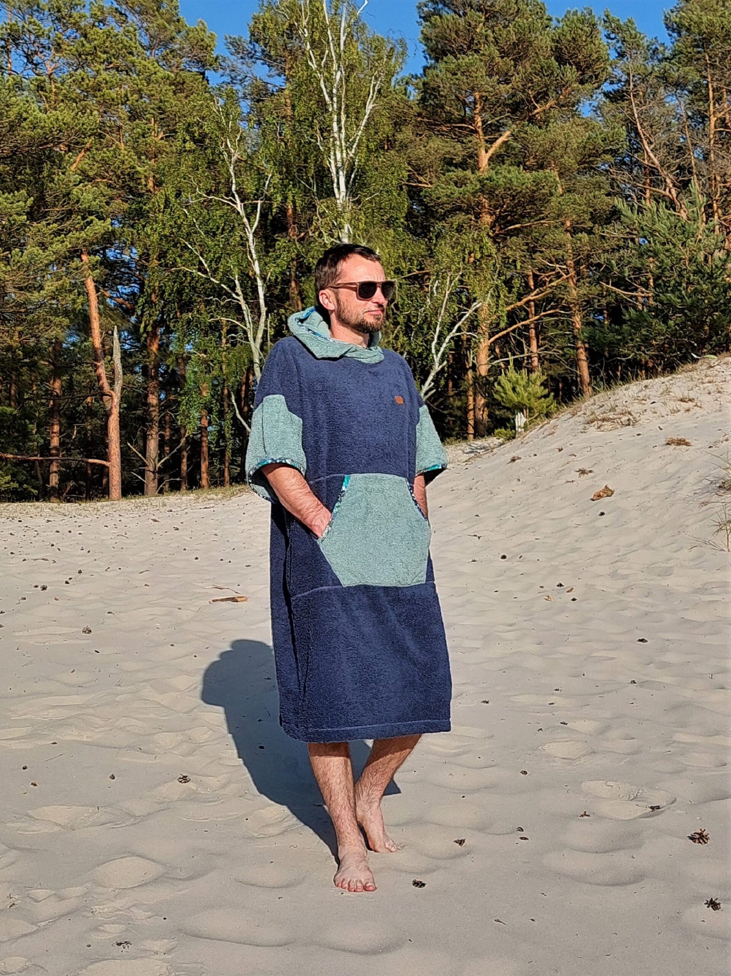 Surf Ponczo Deep Blue - bawełna frotte