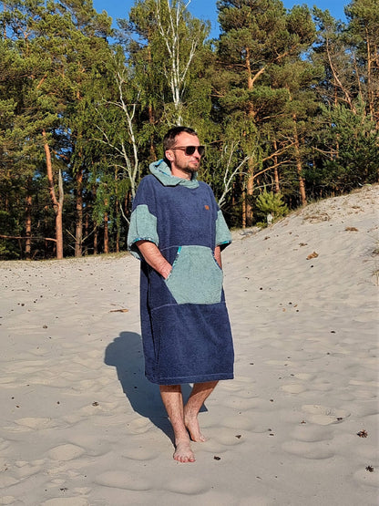 Surf Ponczo Deep Blue - bawełna frotte